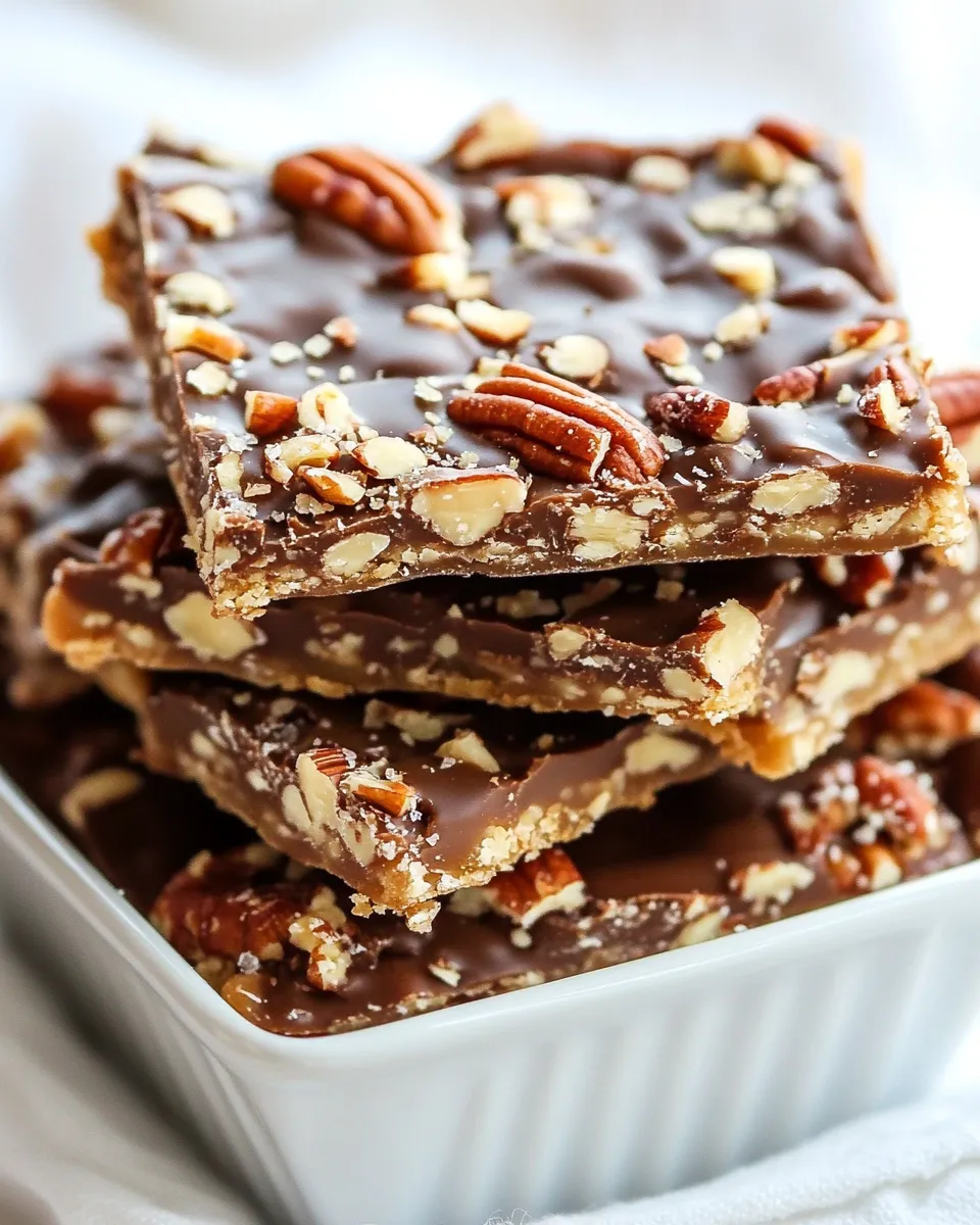 Delicious Saltine Toffee Candy with Pecans recipe photo