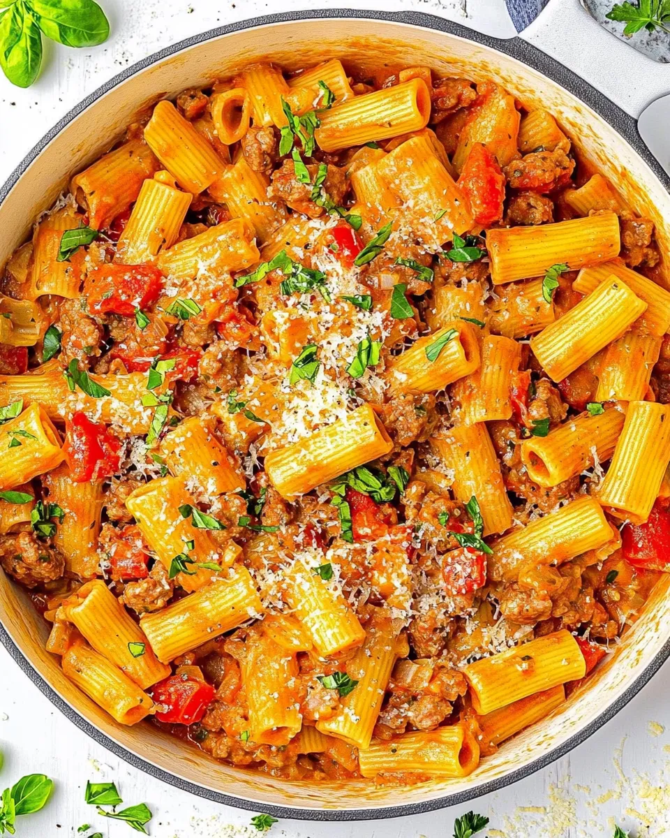 Easy Sausage Rigatoni Pasta Skillet recipe photo