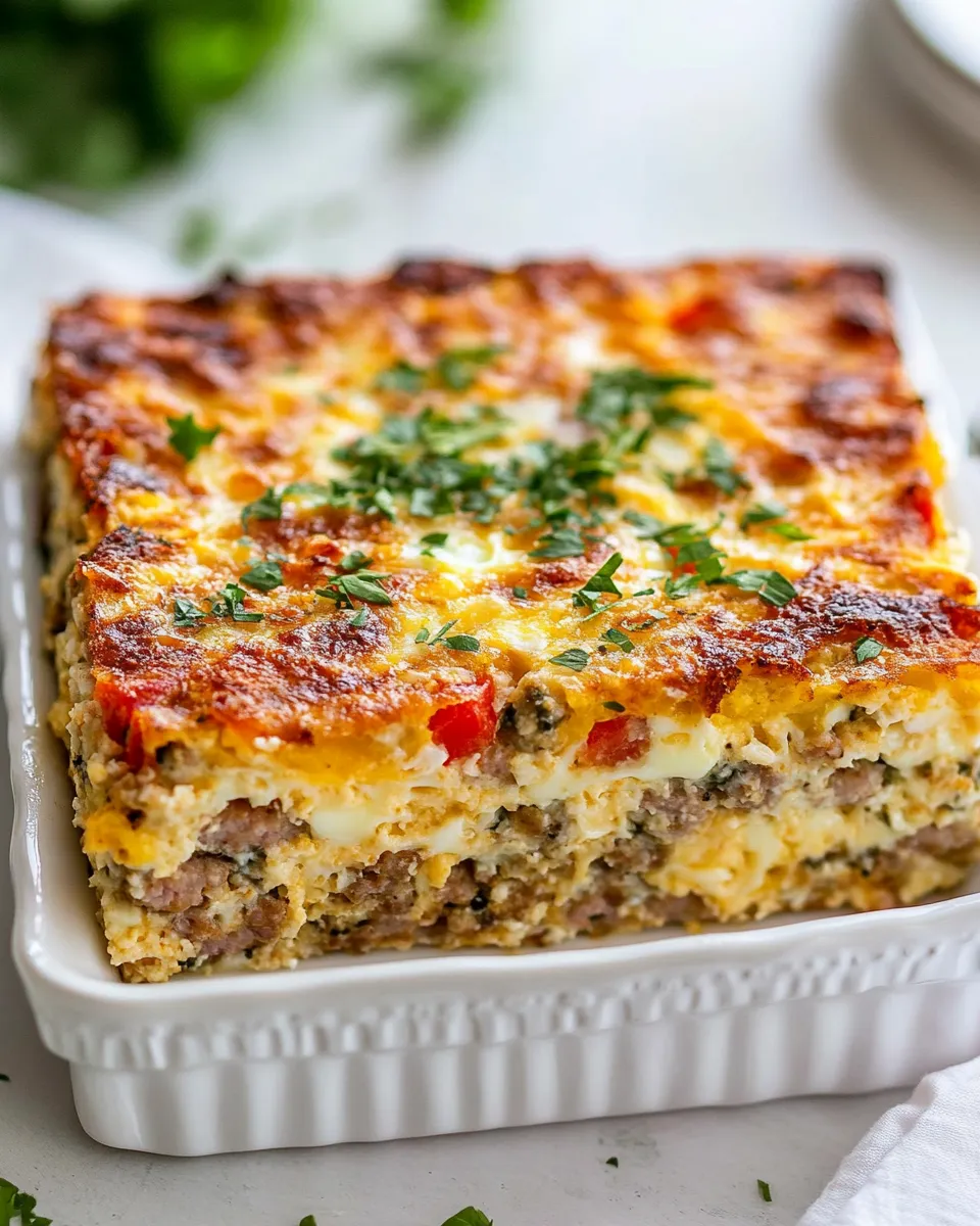 Classic Sausage and Egg Cottage Cheese Breakfast Casserole image