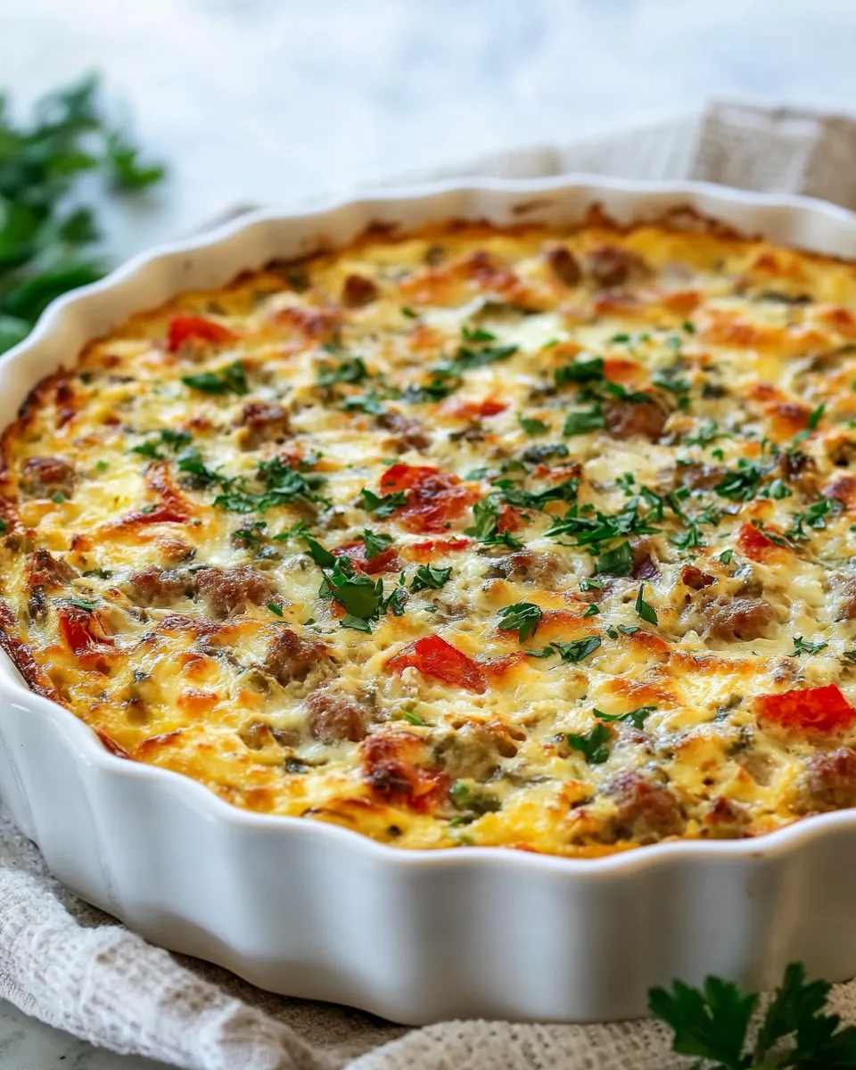 Delicious Sausage and Egg Cottage Cheese Breakfast Casserole shot