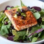Easy Seared Salmon over Mixed Greens photo