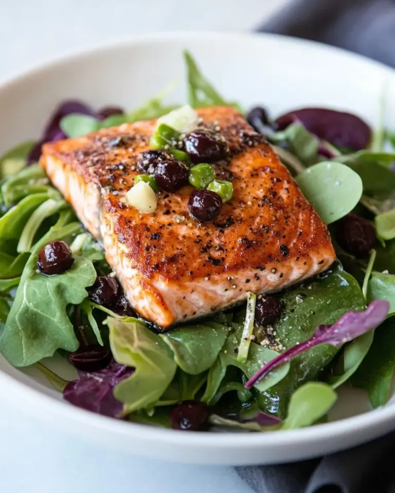 Easy Seared Salmon over Mixed Greens photo