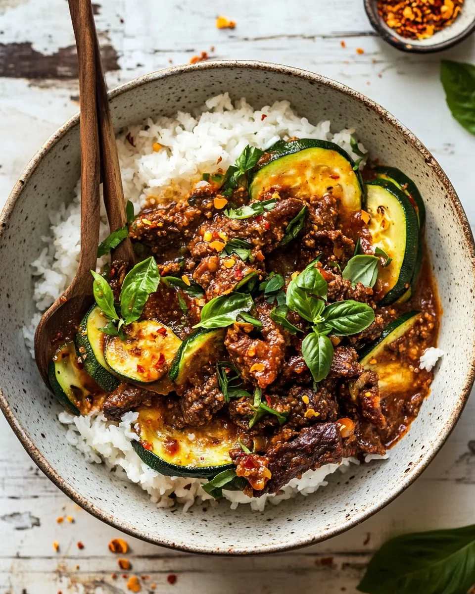 Ultimate Sheet Pan Chili Crisp Beef Zucchini Rice Bowls. photo