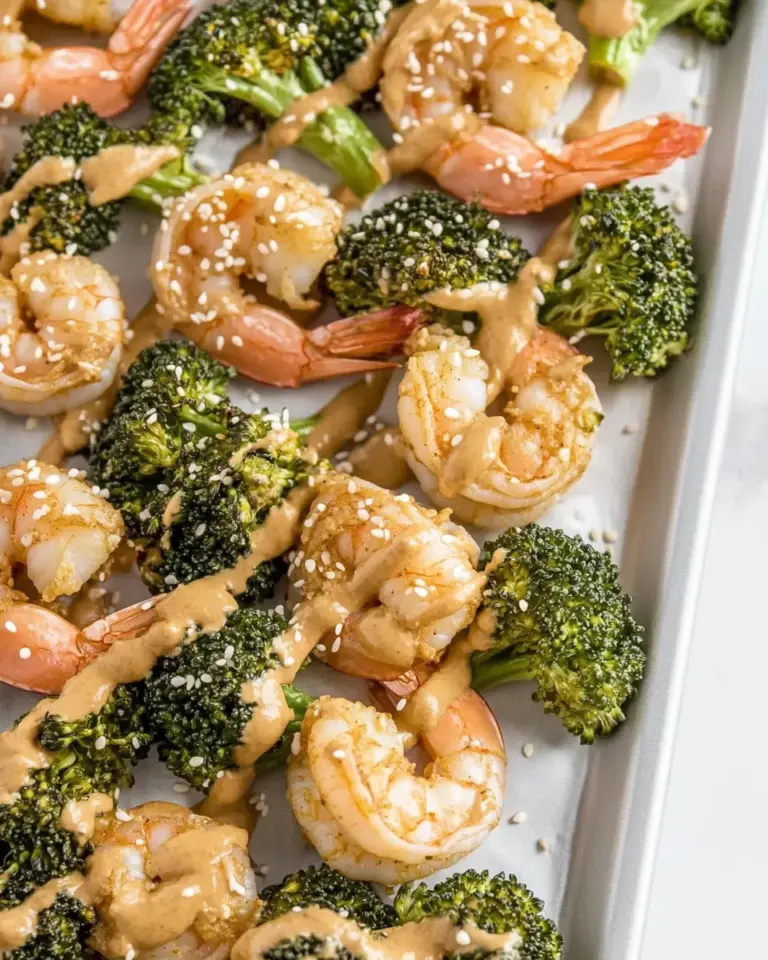Easy Sheet Pan Peanut Sauce Shrimp and Broccoli photo