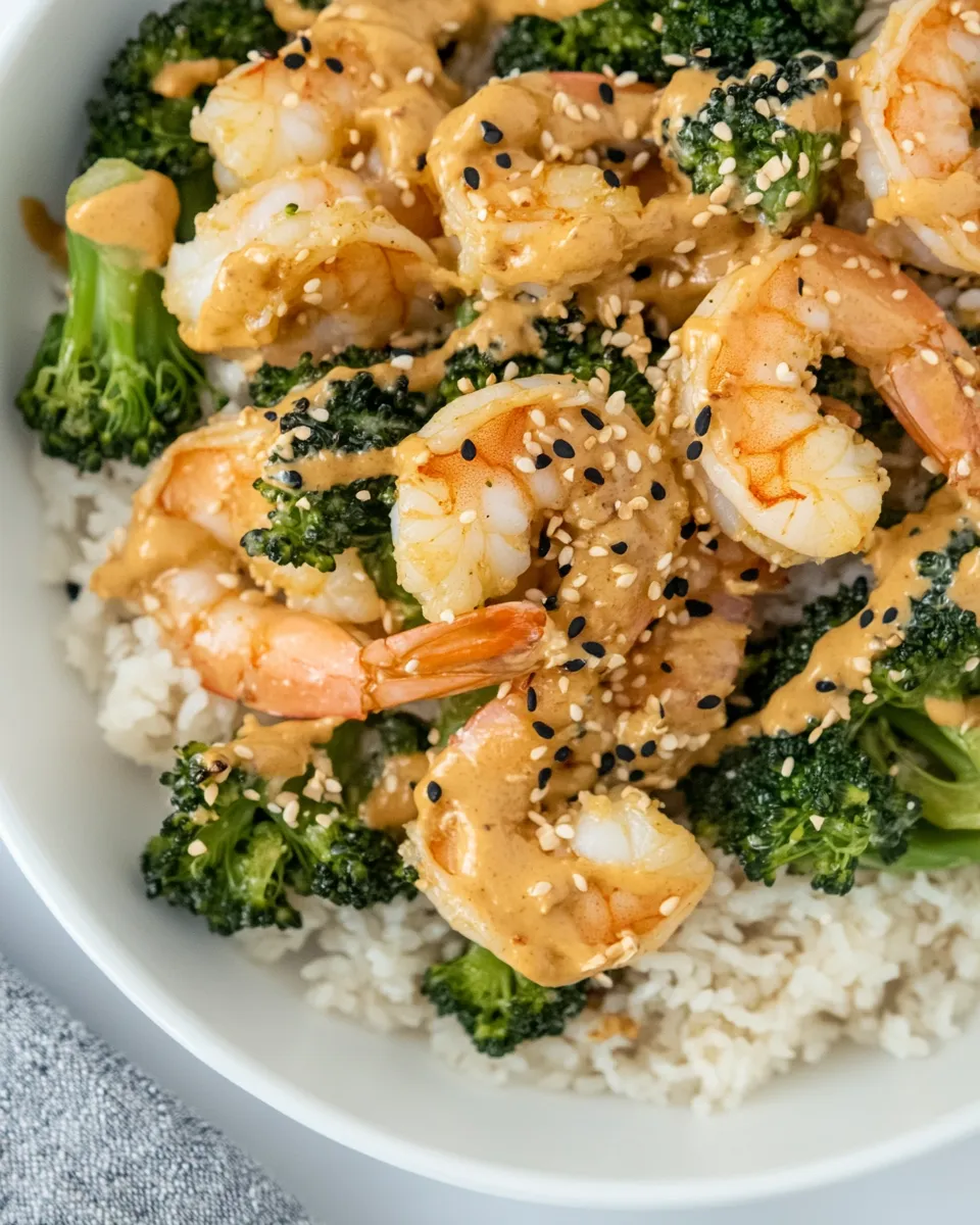 Quick Sheet Pan Peanut Sauce Shrimp and Broccoli recipe photo