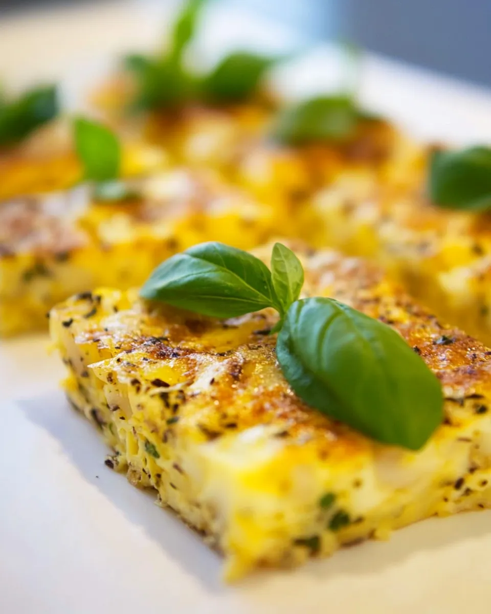 Easy Sheet Pan Potato Frittata Squares with Basil and Chive photo