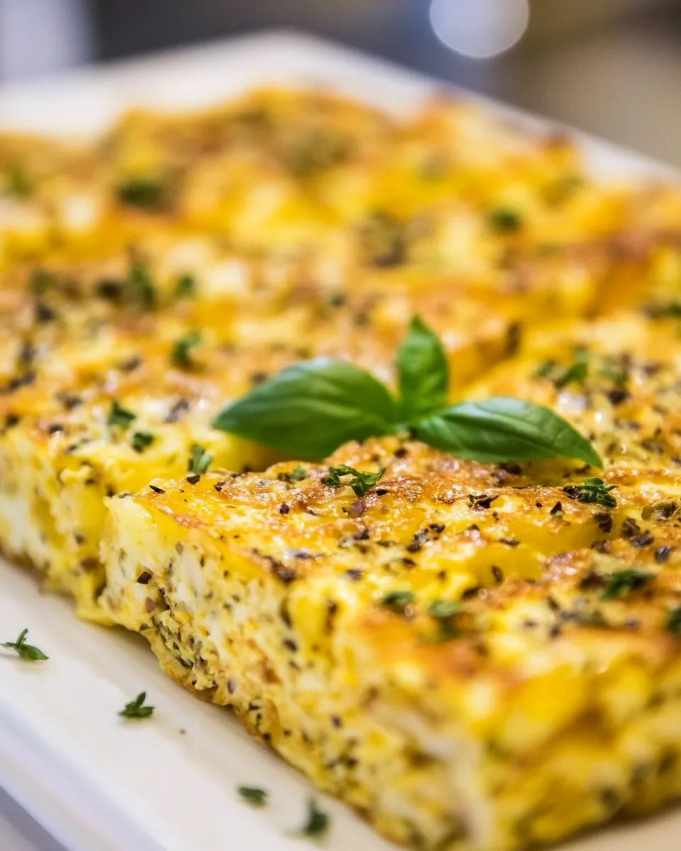 Delicious Sheet Pan Potato Frittata Squares with Basil and Chive image