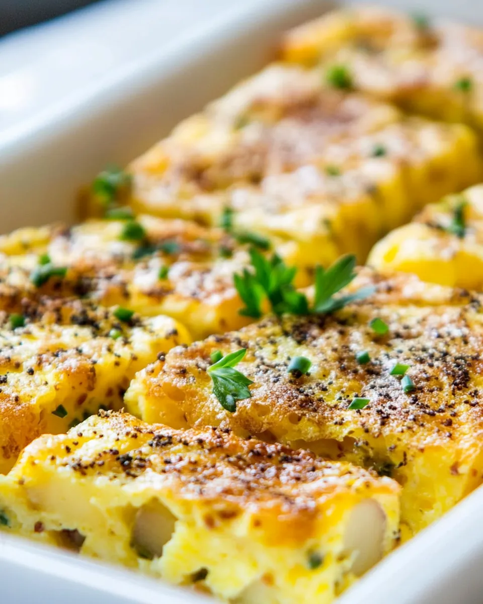 Homemade Sheet Pan Potato Frittata Squares with Basil and Chive recipe photo