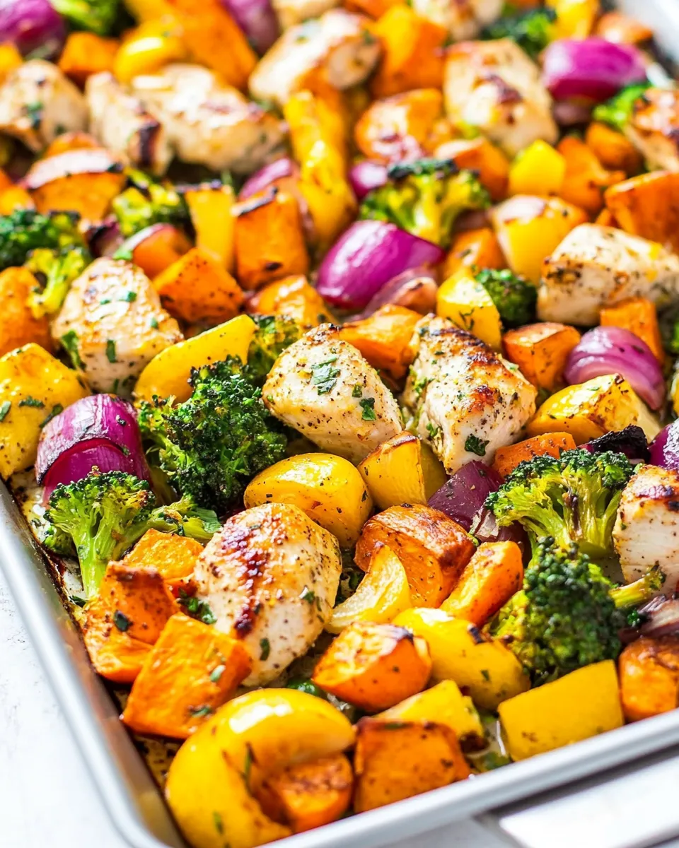 Healthy Sheet Pan Skinny Lemon Pepper Chicken and Vegetables image