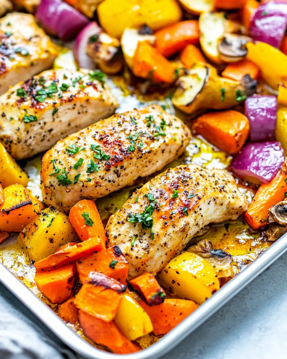 Delicious Sheet Pan Skinny Lemon Pepper Chicken and Vegetables recipe photo