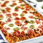 Homemade Sheet Pan Spaghetti Pizza photo