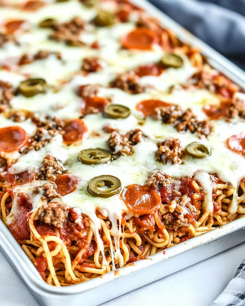 Delicious Sheet Pan Spaghetti Pizza image