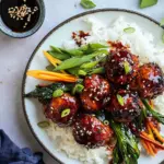 Perfect Sheet Pan Sticky Gochujang Chicken Meatballs. shot