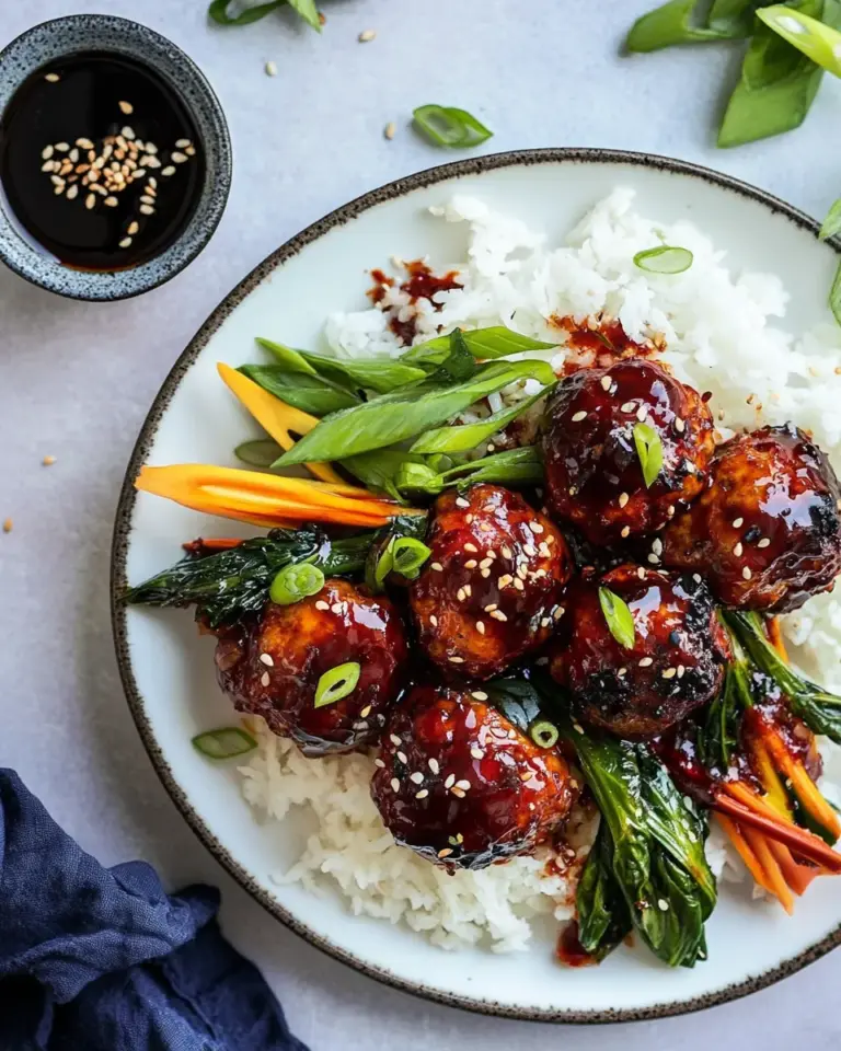 Perfect Sheet Pan Sticky Gochujang Chicken Meatballs. shot