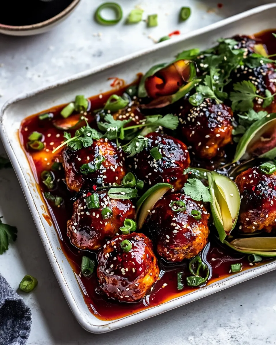Fresh Sheet Pan Sticky Gochujang Chicken Meatballs. picture