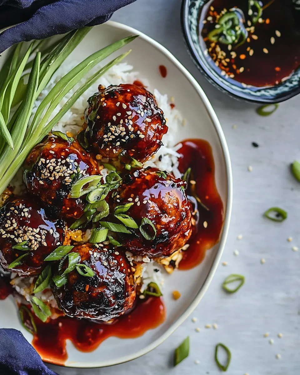 Quick Sheet Pan Sticky Gochujang Chicken Meatballs. image