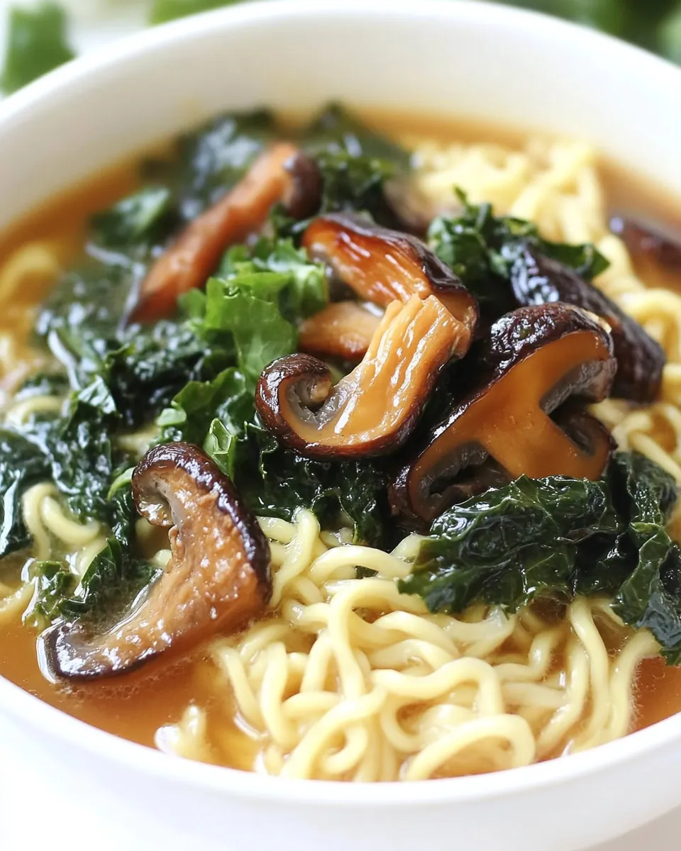 Healthy Shiitake Mushroom Kale Ramen dish photo