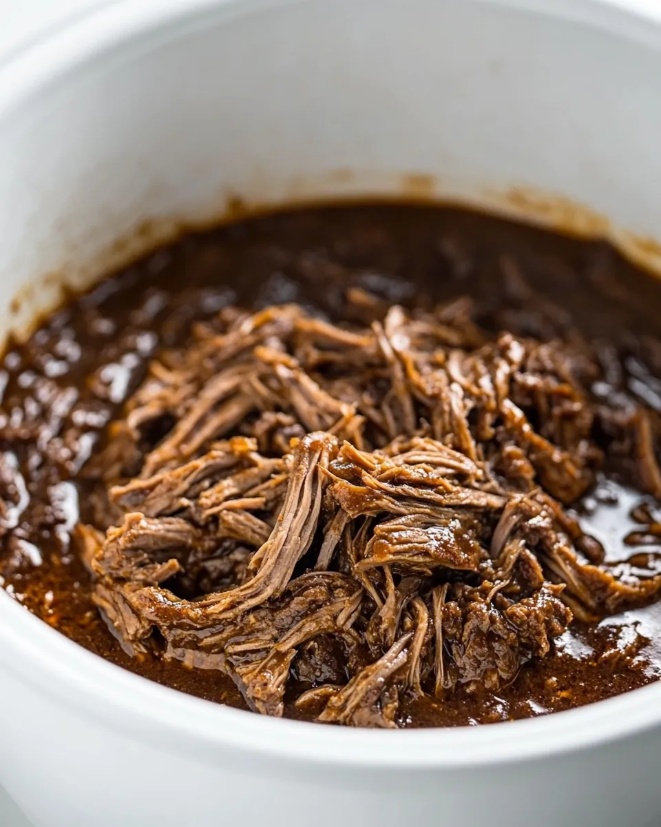 Delicious Shredded Beef in the Crock Pot shot
