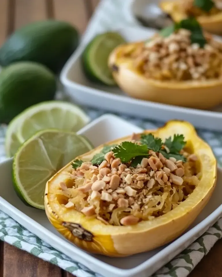 Easy Simple Thai Peanut Spaghetti Squash Boats (3 Ways!) recipe photo