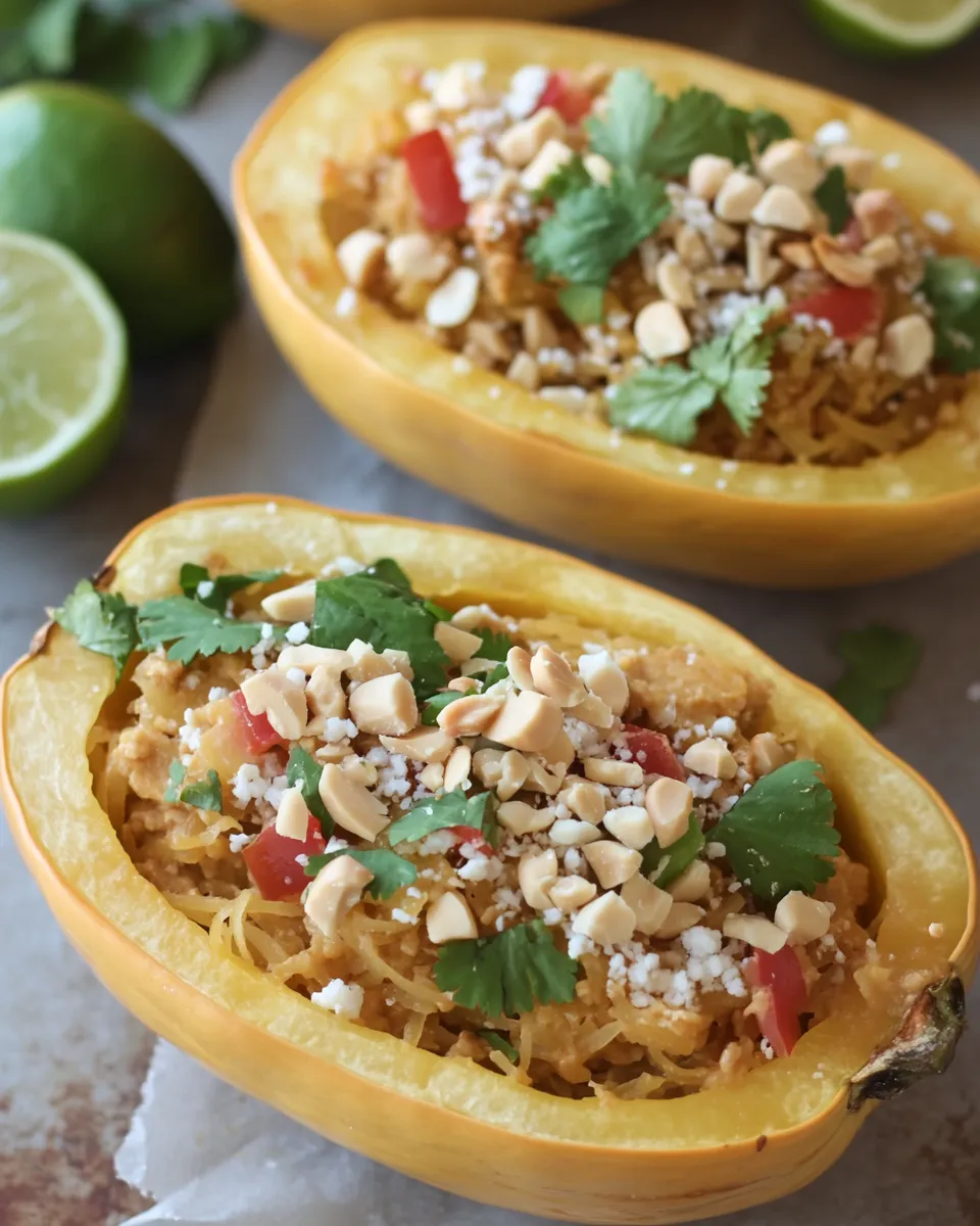 Delicious Simple Thai Peanut Spaghetti Squash Boats (3 Ways!) dish photo