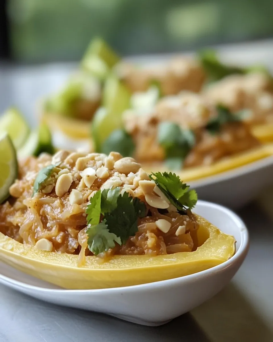 Healthy Simple Thai Peanut Spaghetti Squash Boats (3 Ways!) image