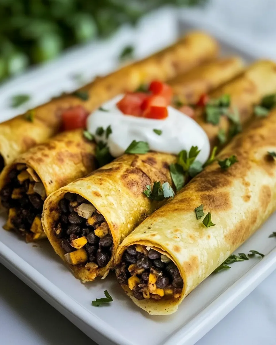 Best Skinny Black Bean Flautas shot
