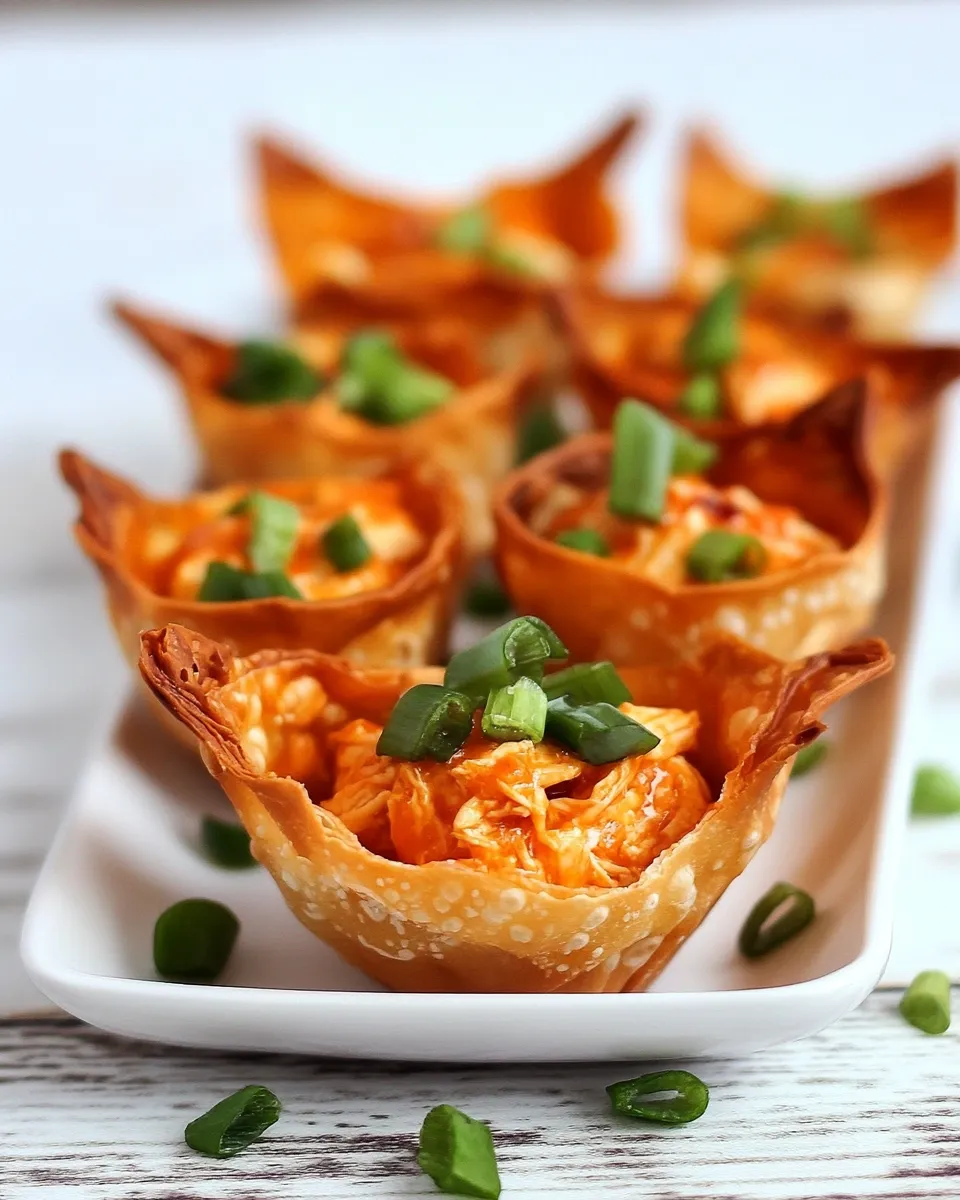 Easy Skinny Buffalo Chicken Wonton Cups photo