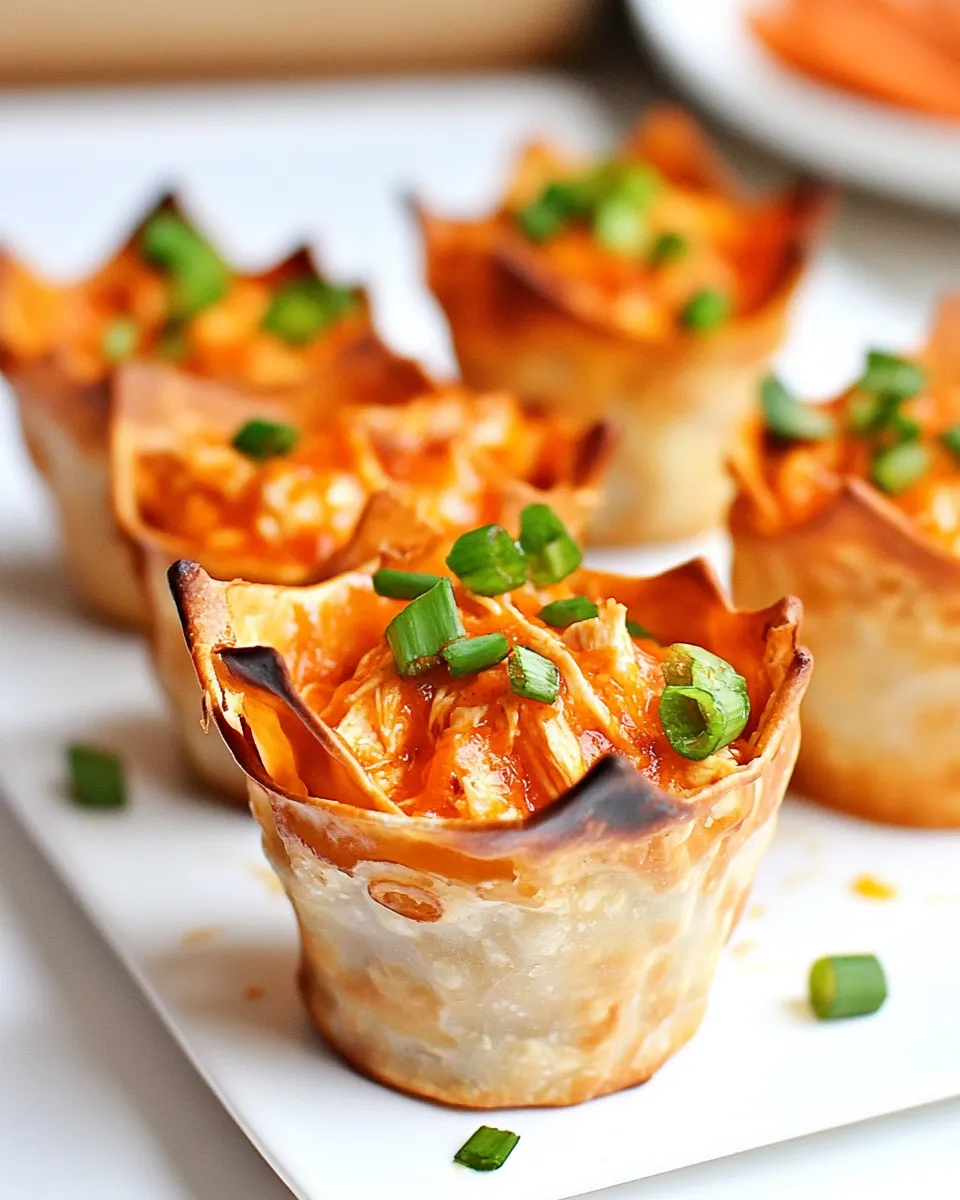 Delicious Skinny Buffalo Chicken Wonton Cups image