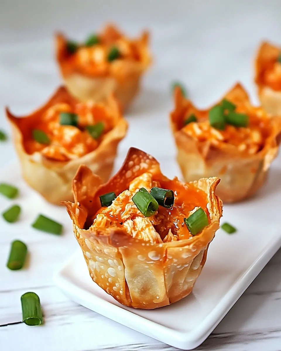 Healthy Skinny Buffalo Chicken Wonton Cups recipe photo