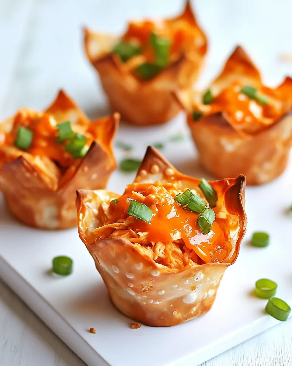 Quick Skinny Buffalo Chicken Wonton Cups shot