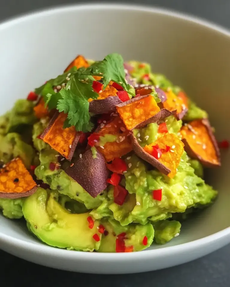 Homemade Smashed Avocados with Sweet Potato Chips photo