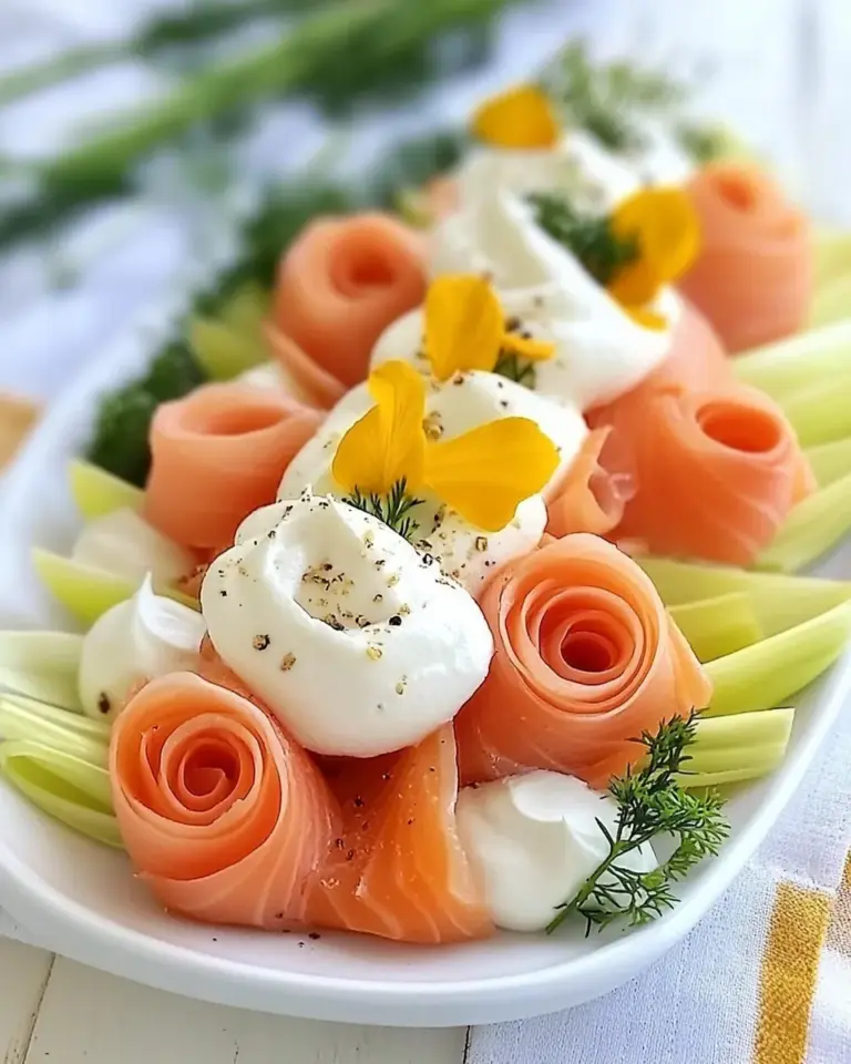 Easy Smoked Salmon Roses with Endive and Creme Fraiche photo