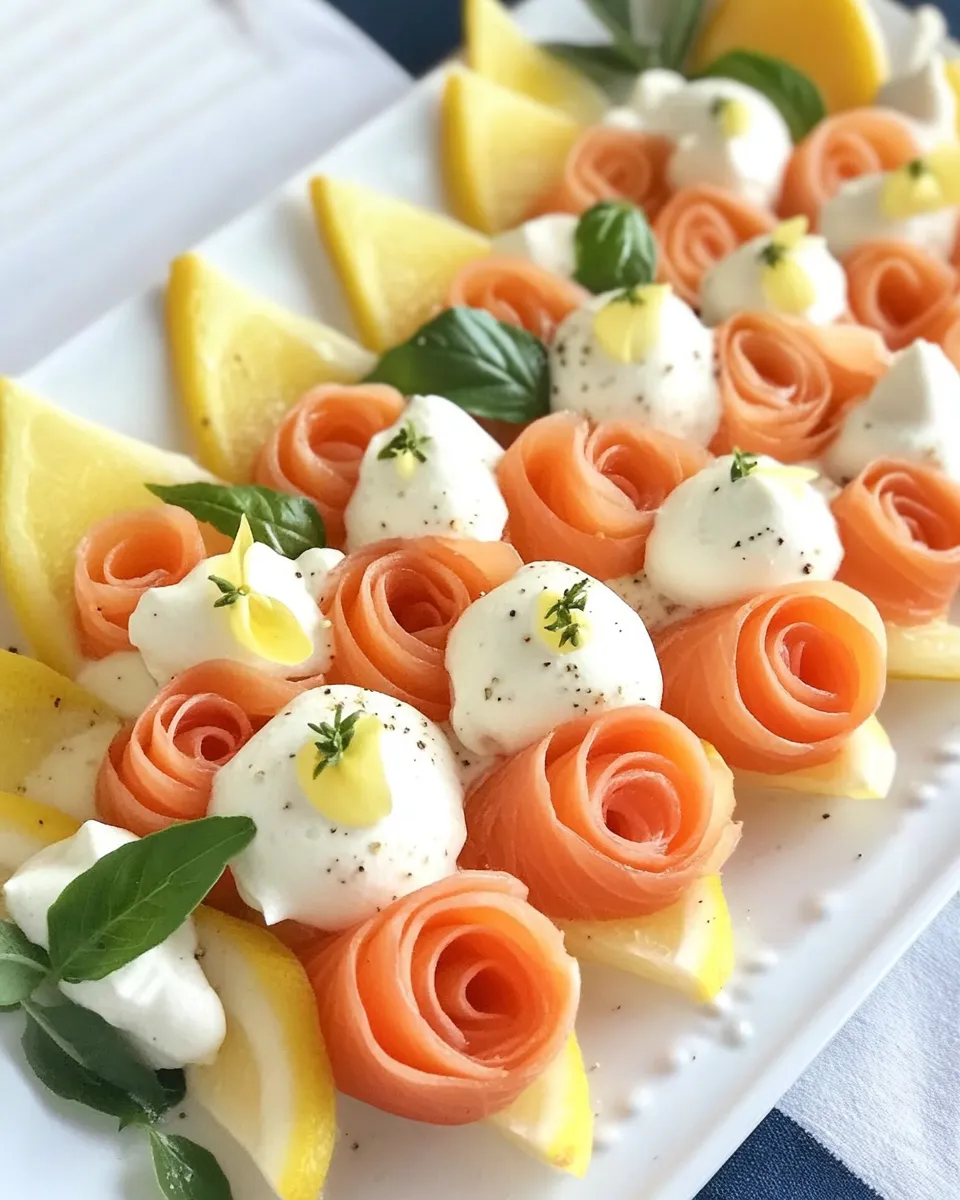 Delicious Smoked Salmon Roses with Endive and Creme Fraiche recipe image