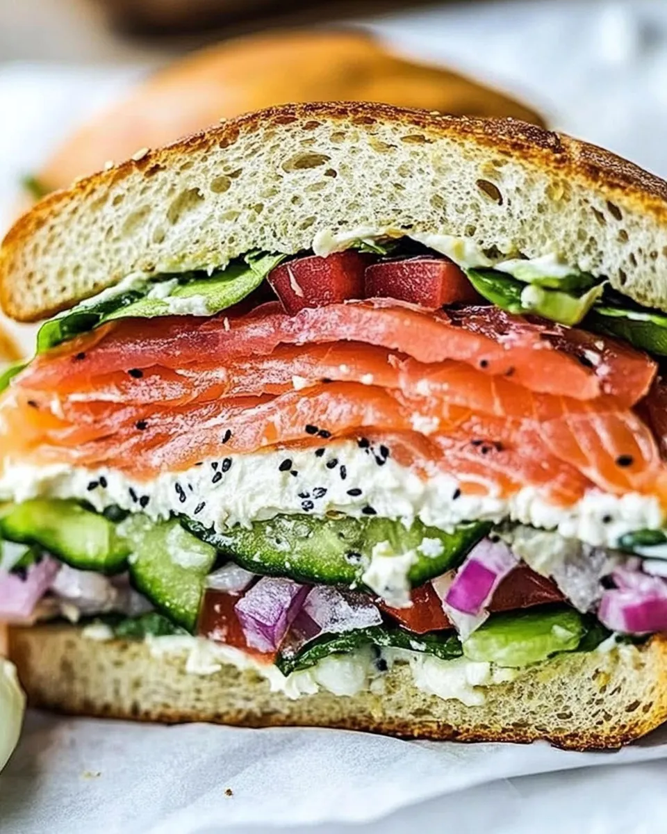 Delicious Smoked Salmon Sandwich shot