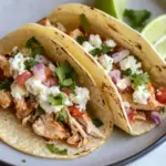 Homemade Smoky Roasted Chicken Tacos with Spicy Goat Cheese Queso. photo