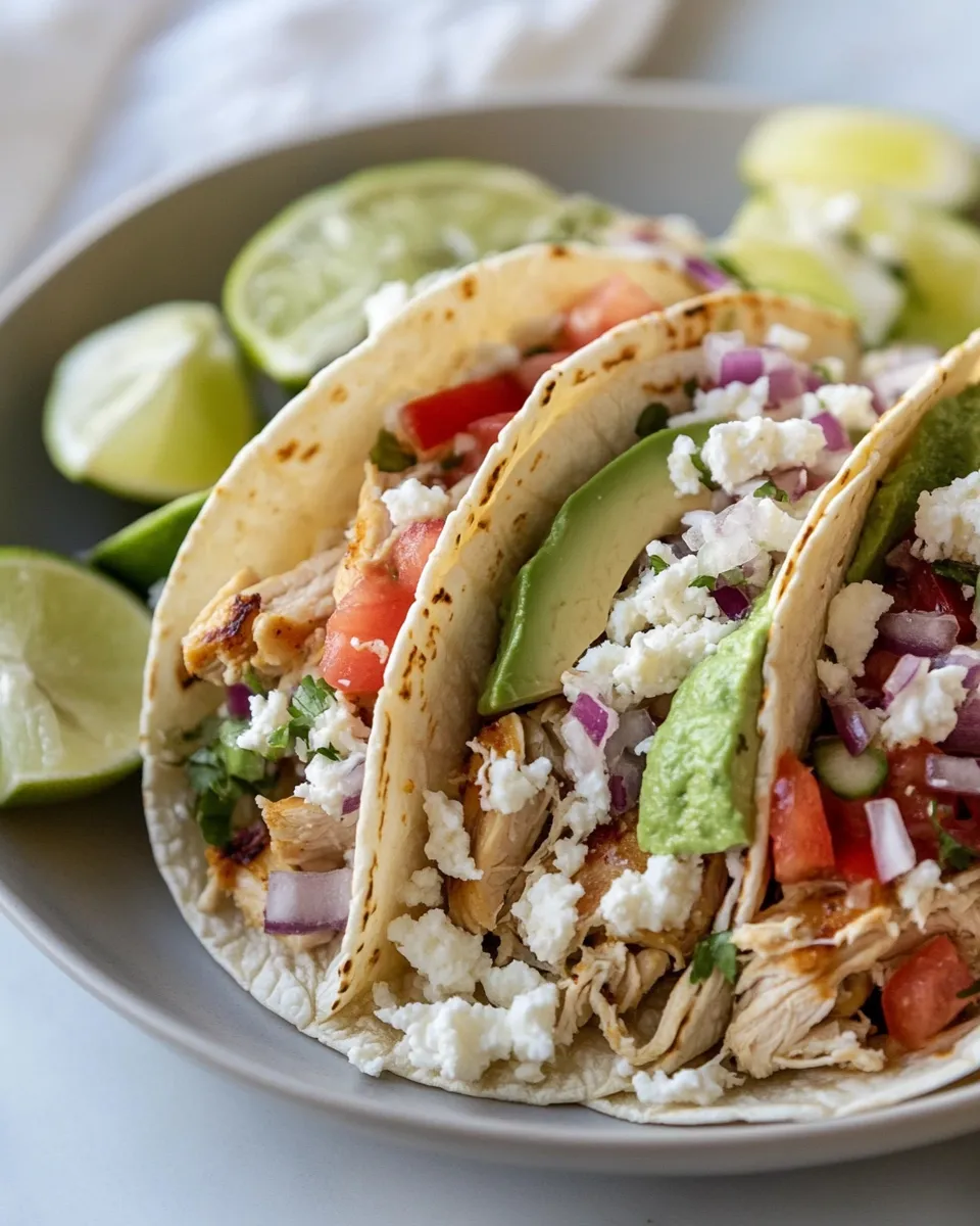 Tasty Smoky Roasted Chicken Tacos with Spicy Goat Cheese Queso. dish photo