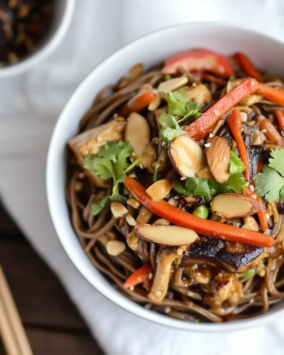Healthy Soba Noodle Stir-Fry with Spicy Almond Butter Sauce recipe photo