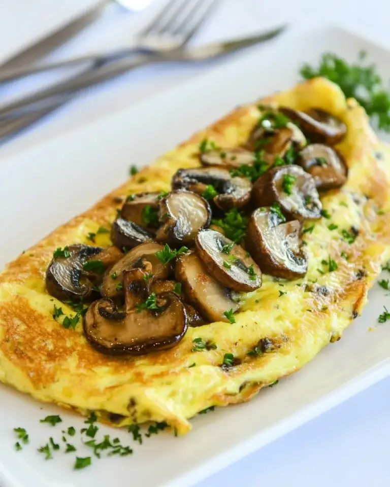 Homemade Souffle Omelette with Mushrooms photo