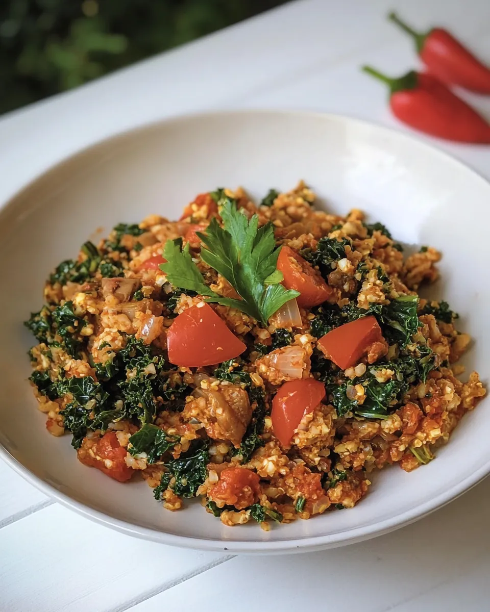 Healthy Spanish Cauliflower Rice with Kale dish photo