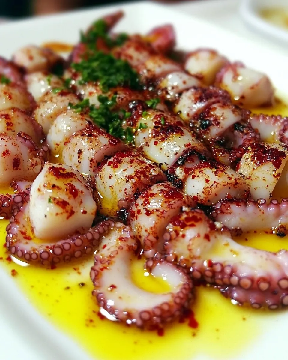 Easy Spanish (Galician) Octopus: Pulpo ala Gallega shot