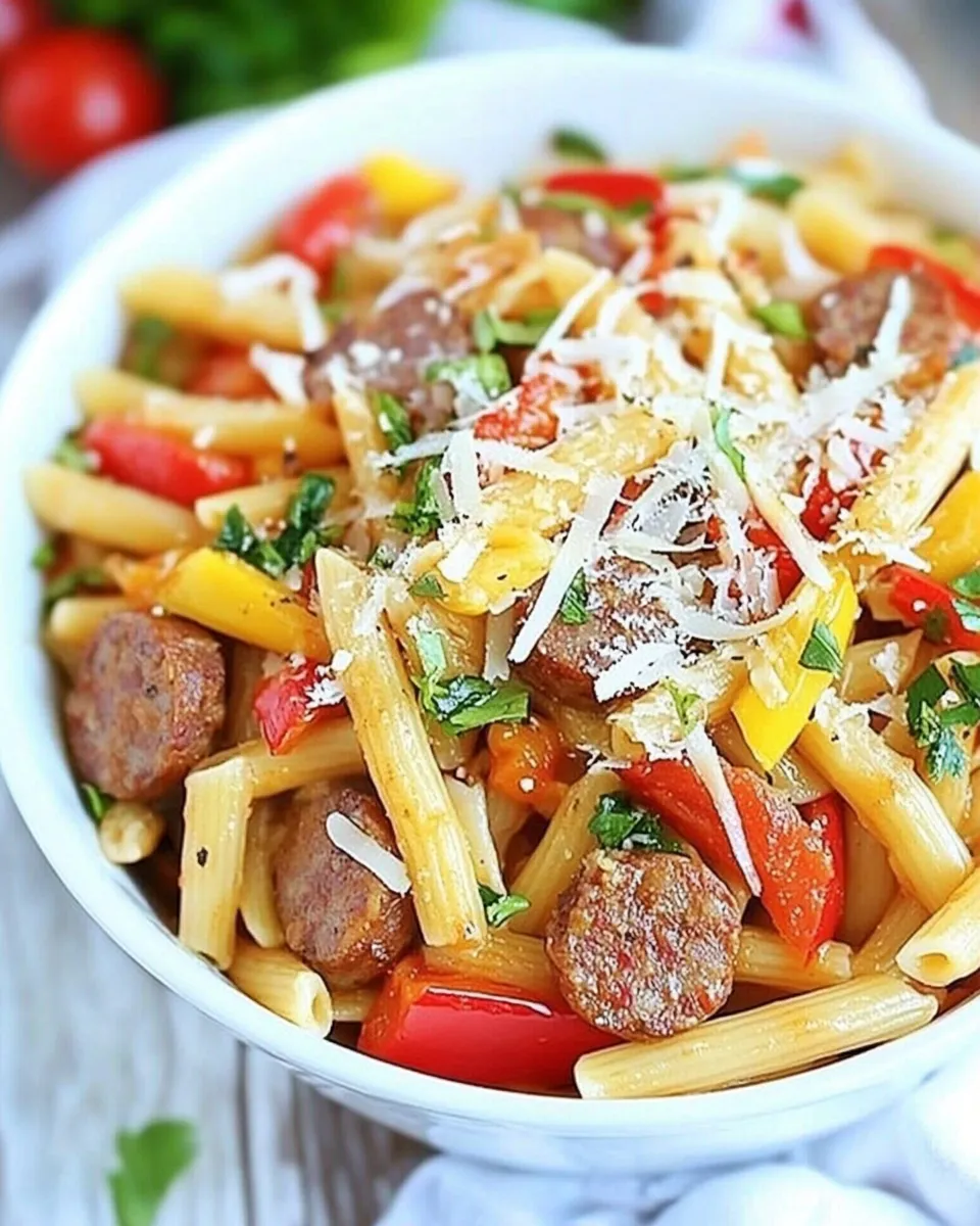 Homemade Spicy Sausage and Pepper Pasta photo