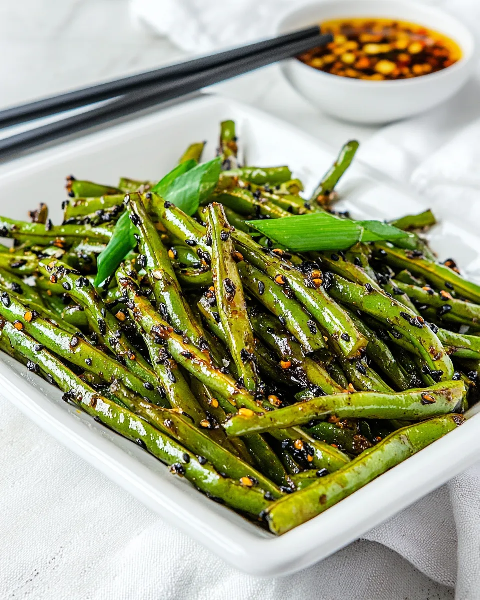 Savory Spicy Szechuan Green Beans shot