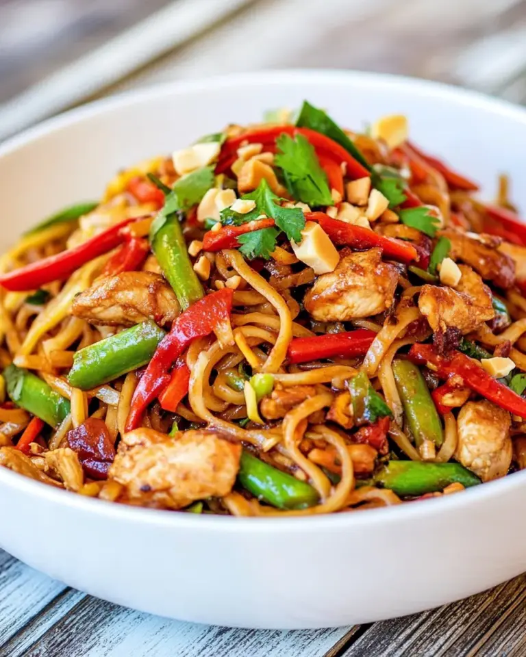 Homemade Spicy Thai Chicken and Veggie Noodles photo