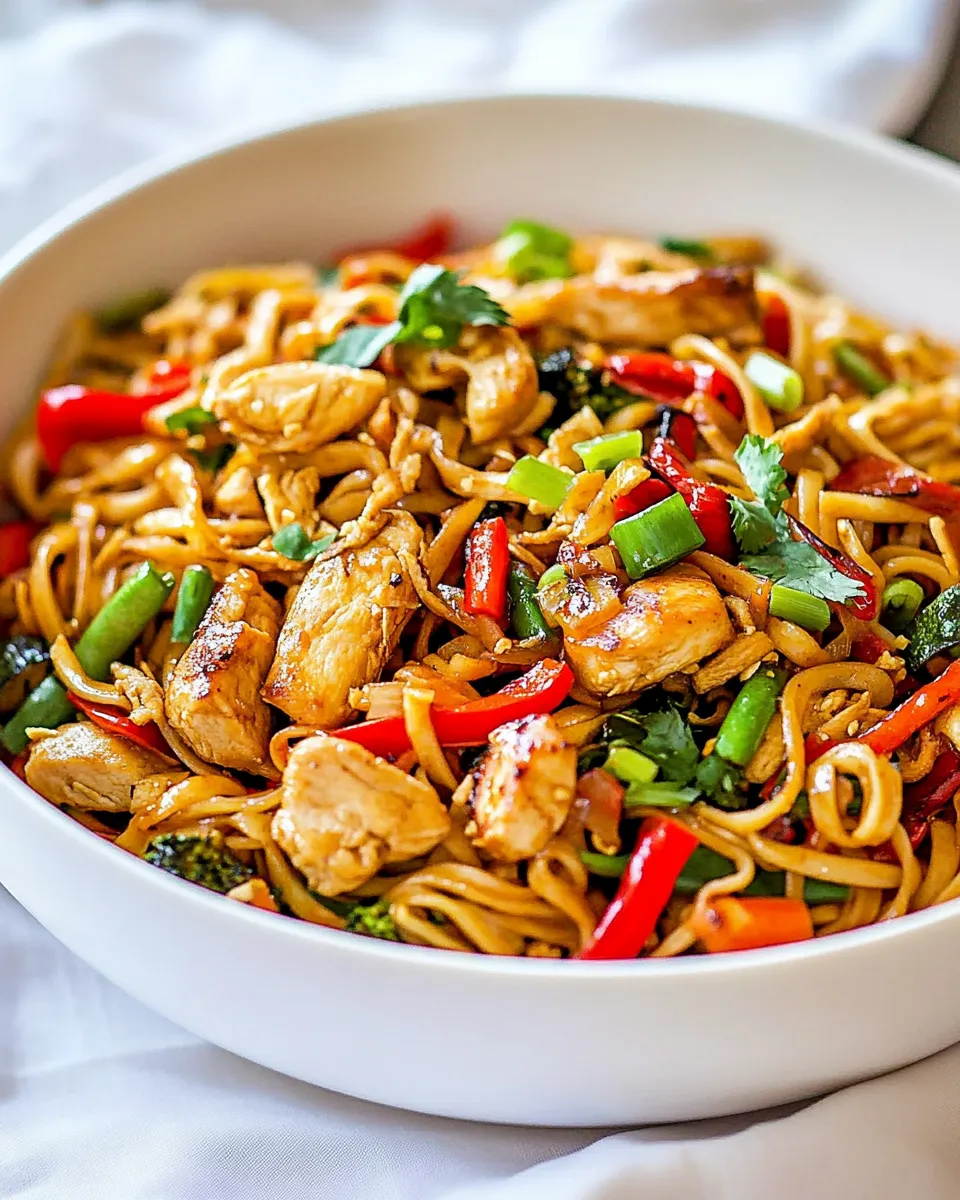 Delicious Spicy Thai Chicken and Veggie Noodles image