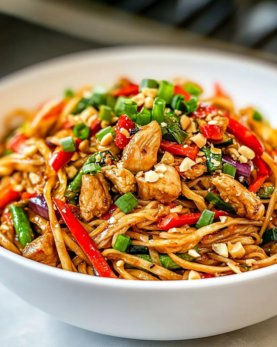 Quick Spicy Thai Chicken and Veggie Noodles recipe photo