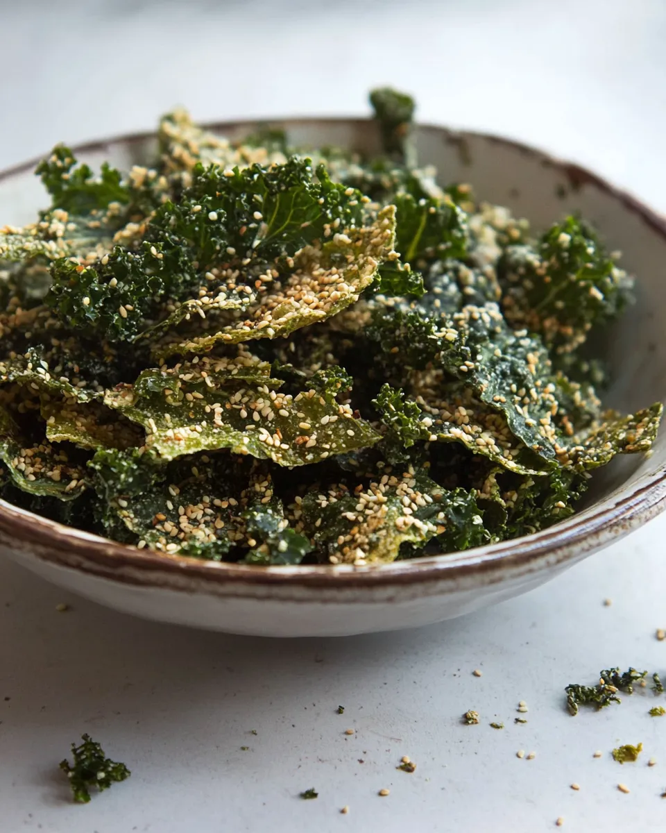 Classic Spicy kale chips with tahini and sesame image