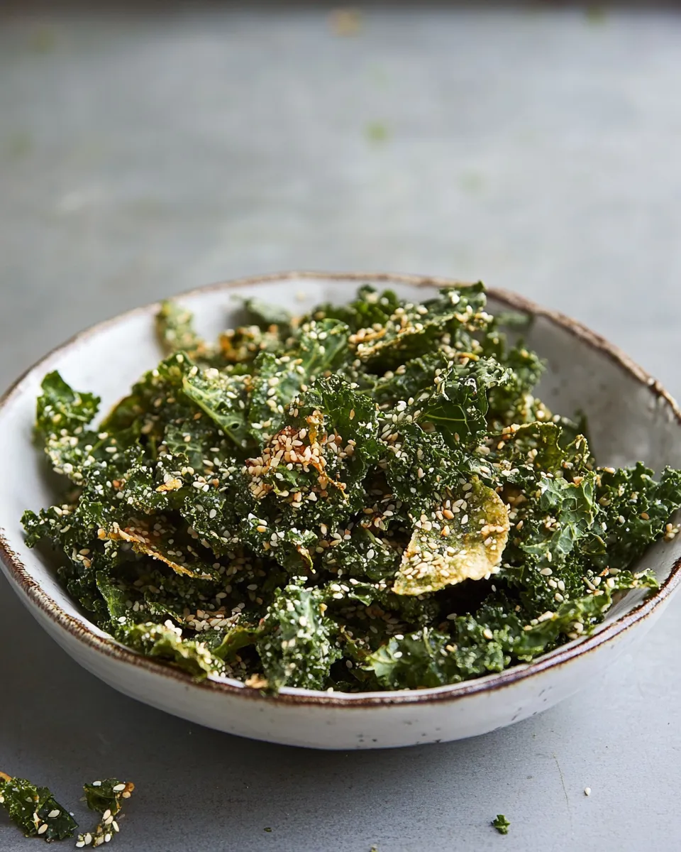 Easy Spicy kale chips with tahini and sesame recipe photo