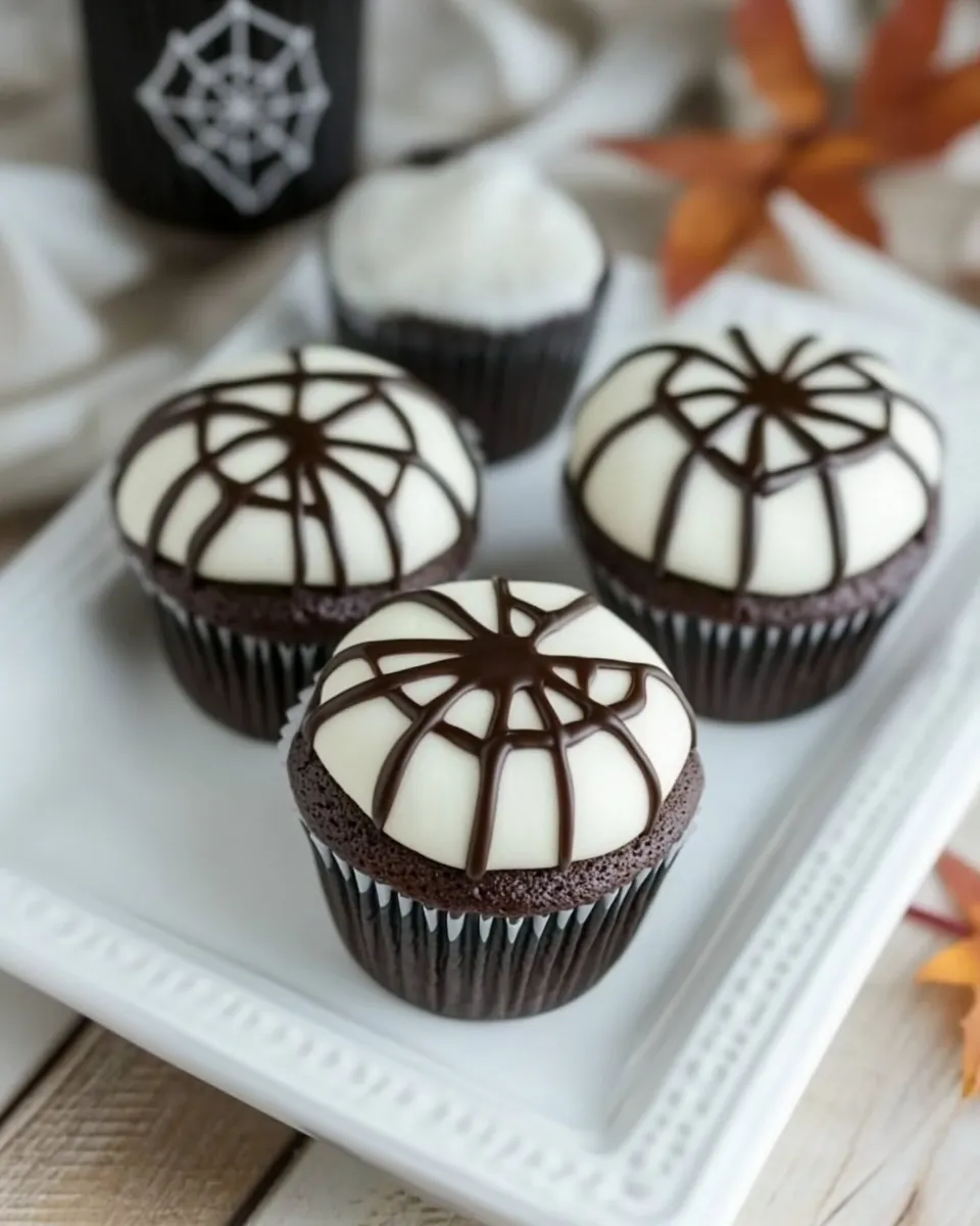 Delicious Spiderweb Cupcakes image