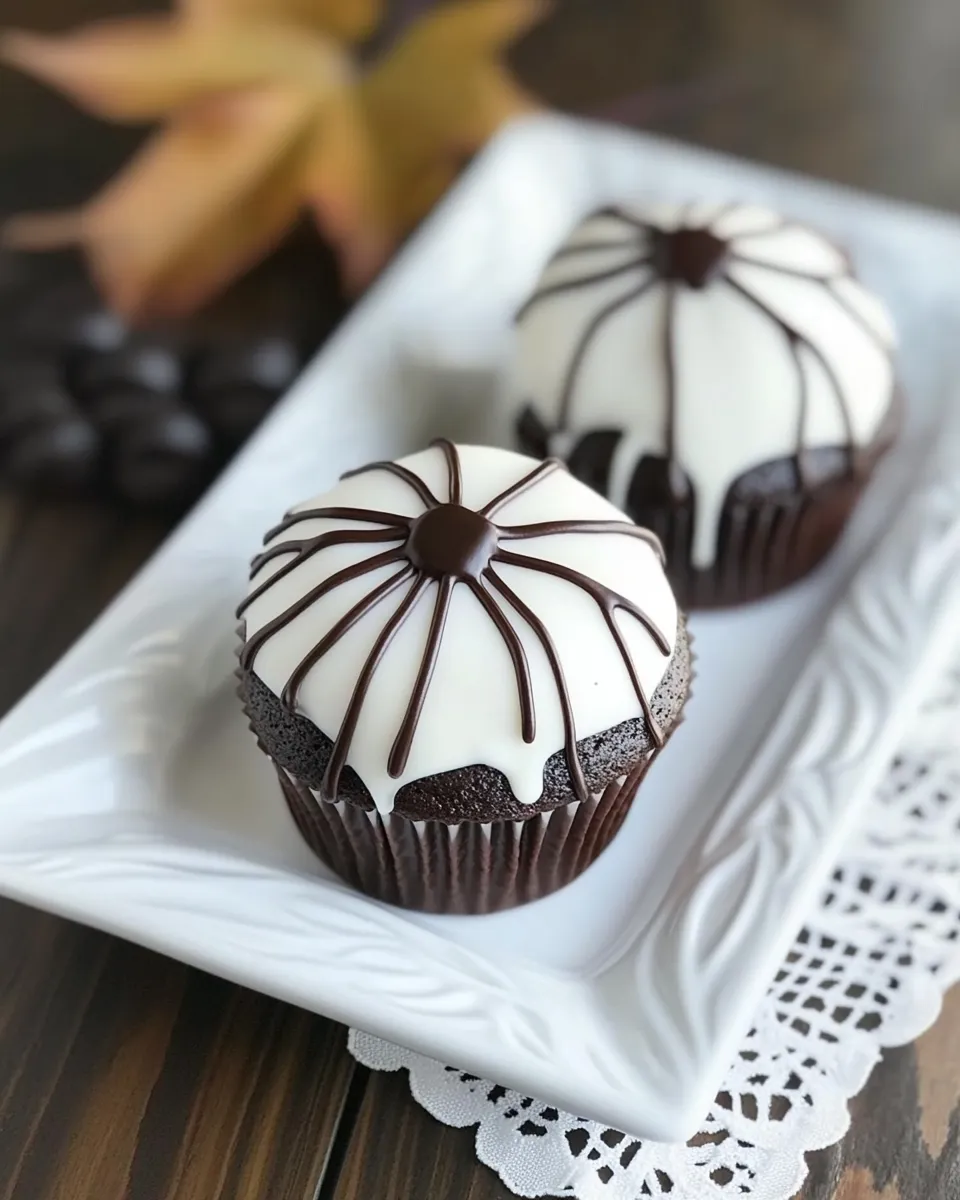 Homemade Spiderweb Cupcakes recipe photo