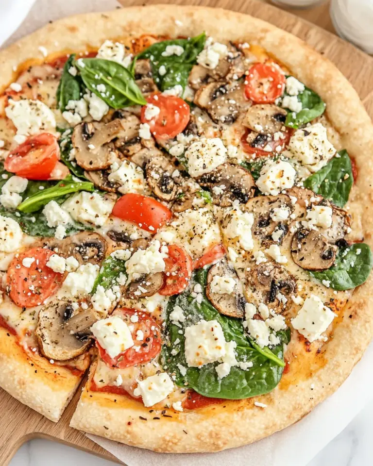 Homemade Spinach Mushroom and Feta Pizza photo
